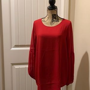 Deep Red Ann Taylor Blouse (necklace not included)